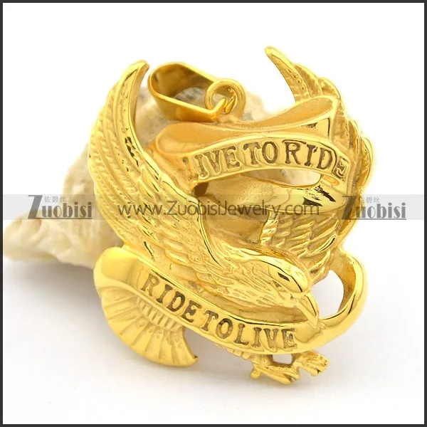 Gold-plating LIVE TO RIDE Eagle Pendant p002097