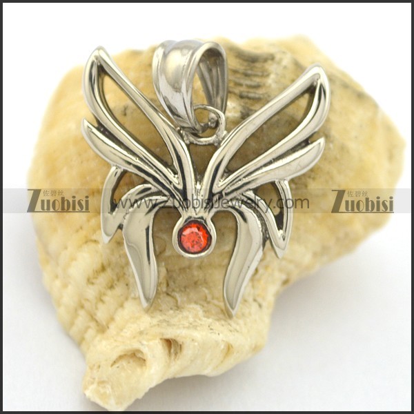 small cute butterfly pendant with red rhinestone p002091