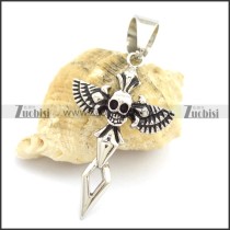 Skull with Wings Cross Pendant p002226