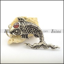 Cyprinoid Pendant with Clear Red Eye Stone p002166