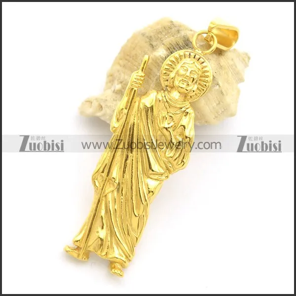 Gold San Juditas Pendant in Stainless Steel p002197