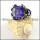 Square Clear Blue Stone Ring in Steel for Wholesale - r000274