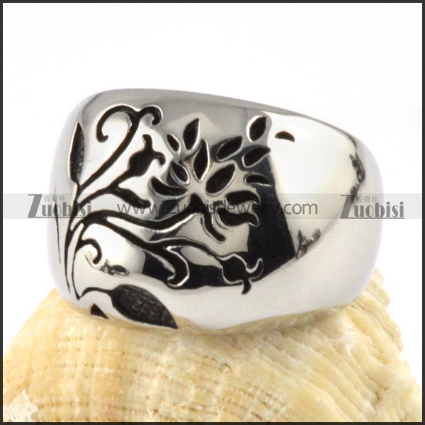 Smooth Flower Stainless Steel ring - r000084