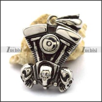 Three Skulls Motorcycle Engine Pendant for Bikers p002541
