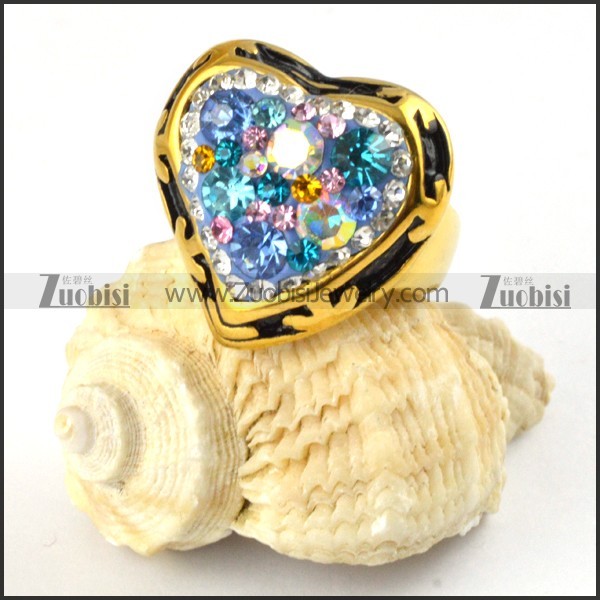 Loyal crystal Ring in Gold Stainless Steel - r000204