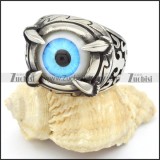 Stainless Steel Light Blue Eye Ring - r000323