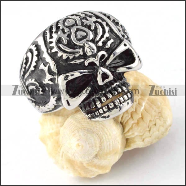 Demon Skull Ring in Stainless Steel - r000298