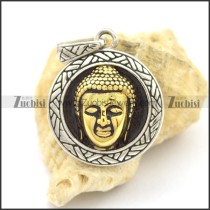 Gold Plating Bodhisattva in the Middle of Round Tag Pendant p002529
