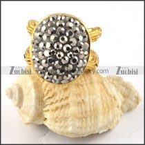 Gold Plating Stainless Steel Solid Rhinestone Ring - r000192