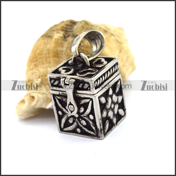 Stainless Steel Cubic Jewelry Box Charm Locket p002852