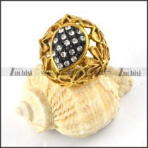 Solid Black and Clear Rhinestones Ring in Gold finishing - r000185