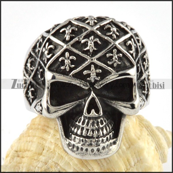 Stainless Steel Cross Skull Ring - r000075
