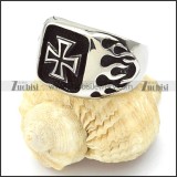 Stainless Steel Fire Cross Ring -r000357