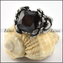 Black Square Stone Ring in Stainless Steel - r000277