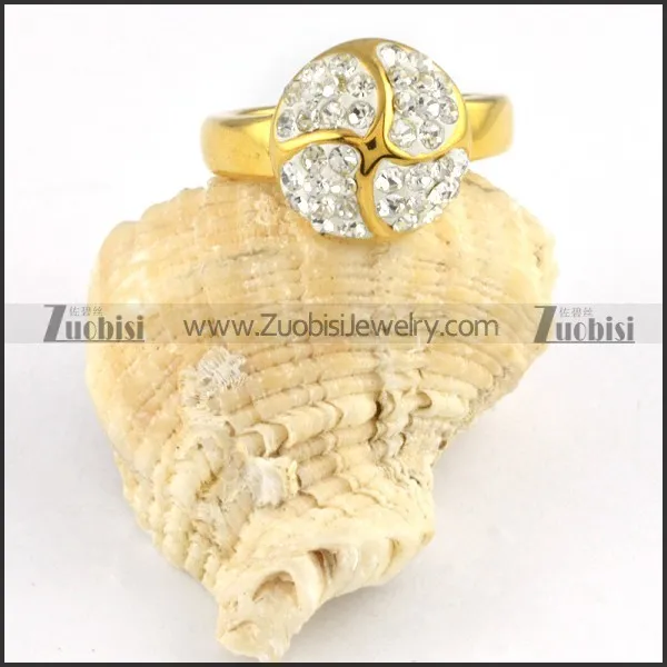 Stainless Steel Crystal Windmill Ring - r000247