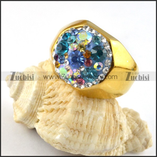 Facted Rhinestone Stainless Steel ring - r000208