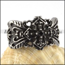 Black French Stainless Steel Cross Ring - r000087