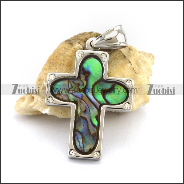 Shell Stainless Steel Cross Pendant p002937