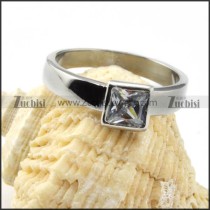 Square Zircon Ring in Stainless Steel - r000024
