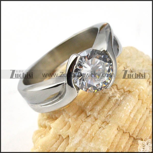 Stainless Steel Zircon Stone Ring - r000022