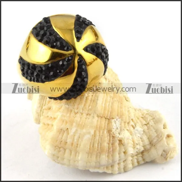 Pumpkin Stainless Steel Rhinestone Ring - r000233