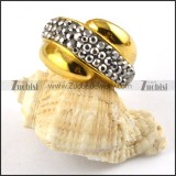 Gold Ring in Stainless Steel with Silver Grey Rhinestone - r000198