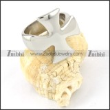 Shiny Silver Stainless Steel Cross Ring - r000309