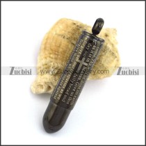 Gun Metal Stainless Steel Bullet with Bible Text p002681