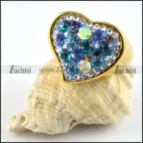 Heart Ring in Stainless Steel with Rhinestones - r000201