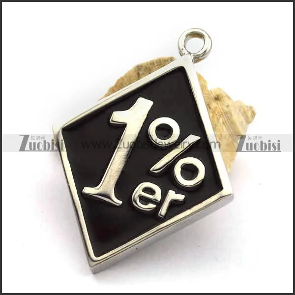 Black Epoxy Rhomb 1%er Biker Pendant p002542