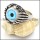 blue eye skull ring in stainless steel for men - r000321