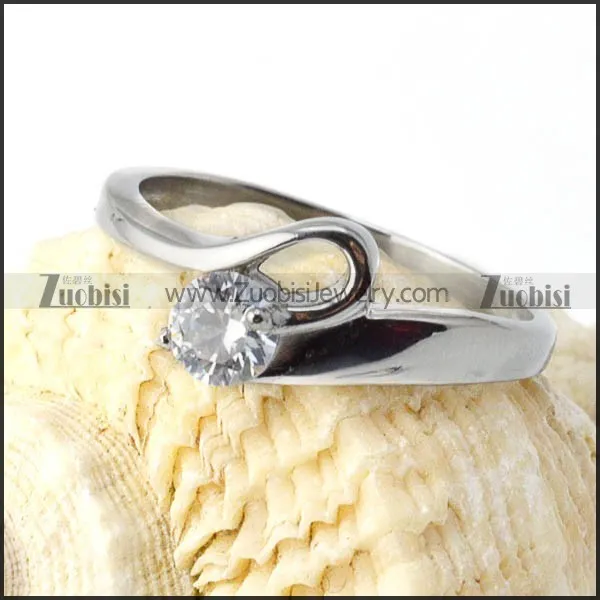 Clear Zircon Stone in 316 Stainless Steel - r000027