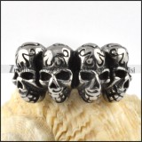 Four Skulls Ring in Stainless Steel - r000082