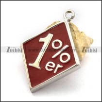 1%er Stainless Steel Rhombus Biker Pendant with Red Epoxy p002543