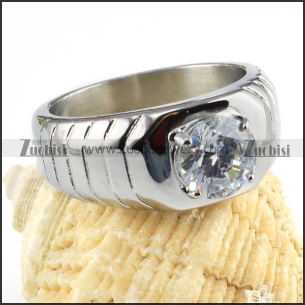 Stainless Steel Zircon Wedding Ring - r000020