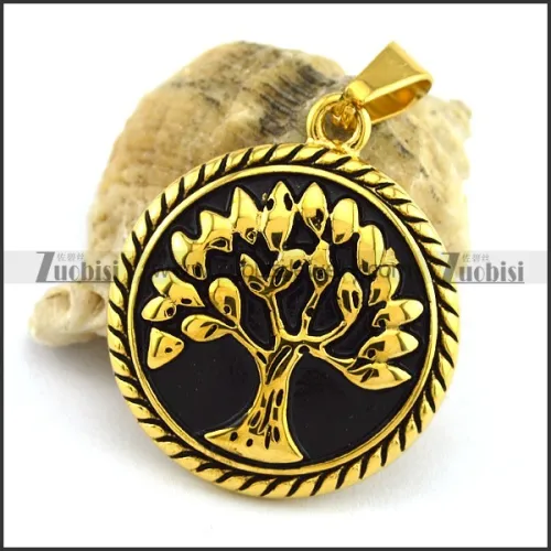 Vintage Gold Plated Oak Pendant p002547
