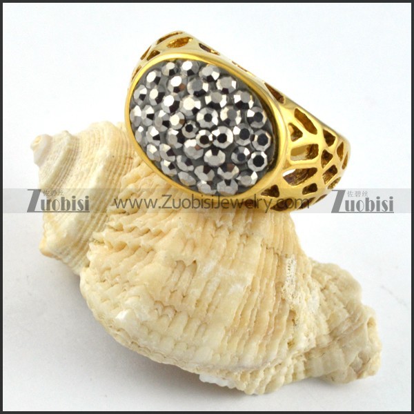 Stainless Steel Diamond Rhinestone Ring - r000188