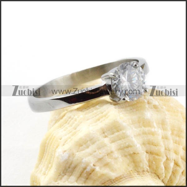 Normal Stainless Steel Zircon Ring - r000033