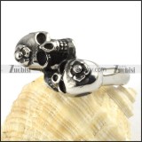 Stainless Steel Double Skulls Ring - r000059