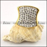 Clear Rhinestone Stainless Steel Ring in yellow gold plating - r000199