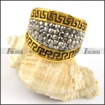 Gold Great Wall Pattern Stainless Steel ring - r000234