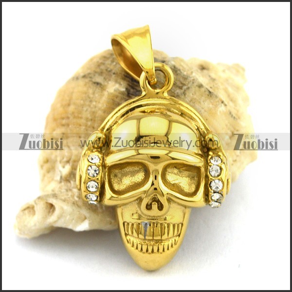 Gold Plating Stylish Skull Pendant p002805