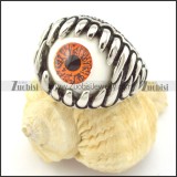 Orange Glass Eyeball Sharped Tooth Ring r001306