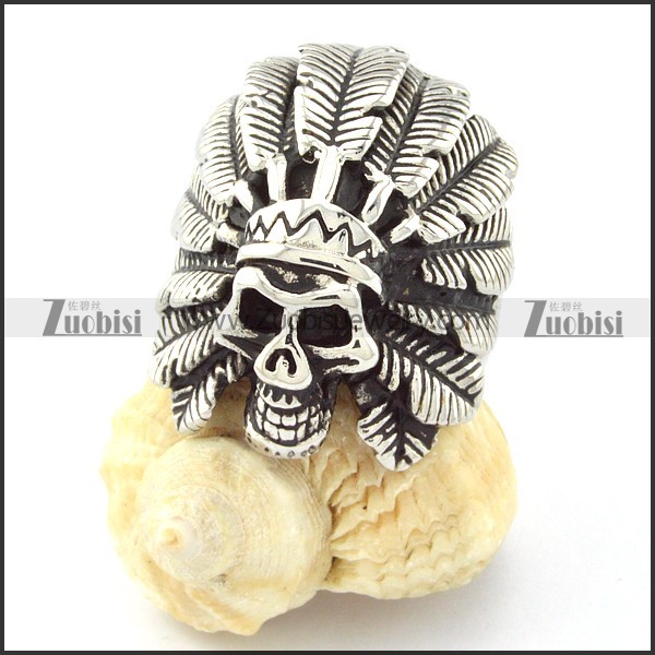 Stainless Steel Wild Man Skull Ring -r000700