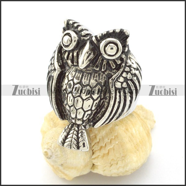 casting night owl ring in stainless steel r001309