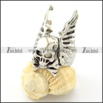Stainless Steel Skull Ring with Two Wings -r000696