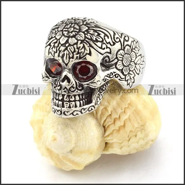remarkable noncorrosive steel Biker Skull Ring with punk style for Motorcycle bikers - r000516