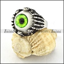 remarkable 316L Steel Evil Green Eyeball Ring with punk style for Motorcycle bikers - r000532