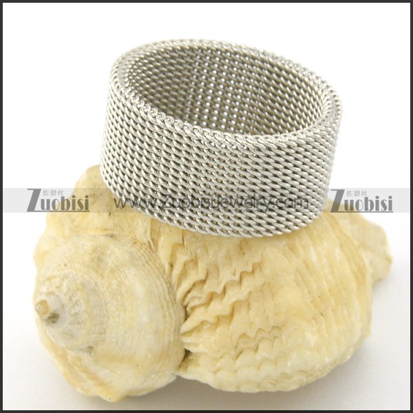 Classical Stainless Steel Net Ring r001138