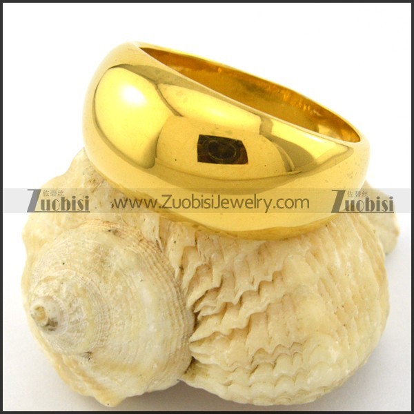 practical gold shiny buddhism ring in stainless steel -r001050